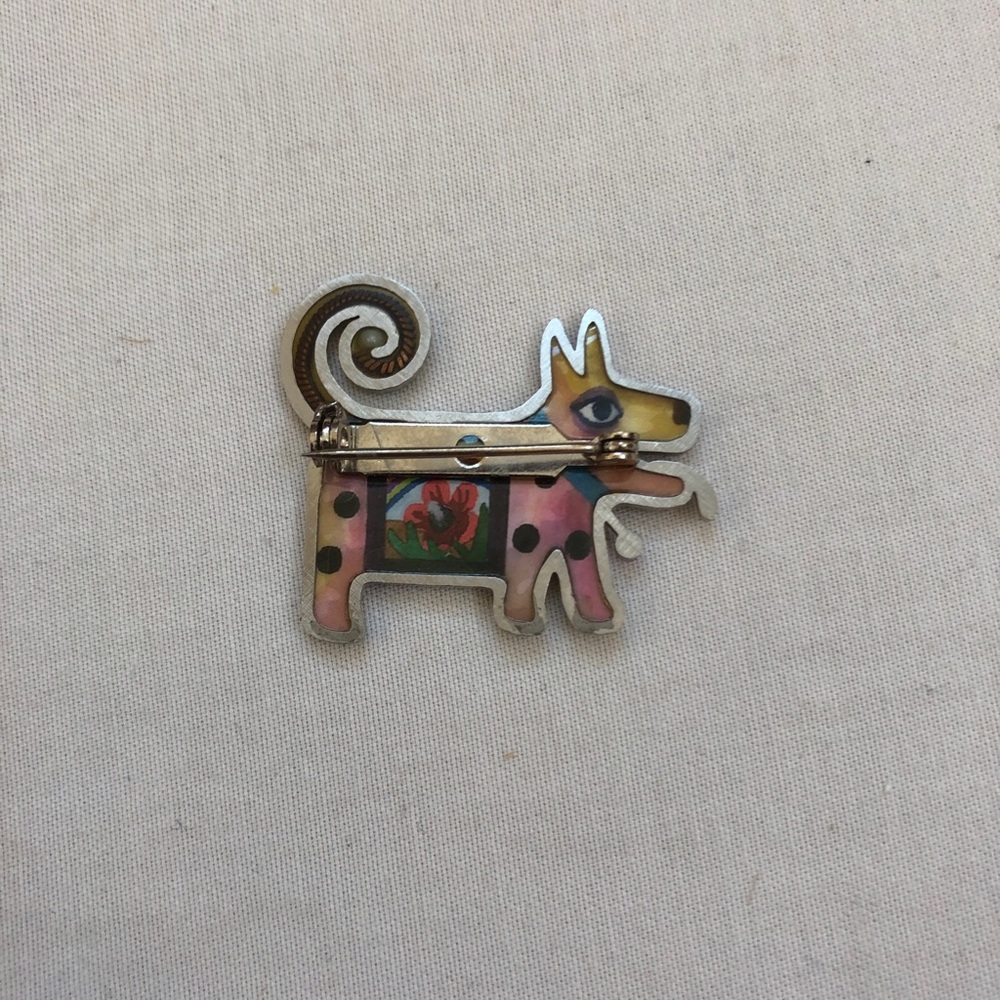 Seeka Dog Pin Art Deco Beaded Jewels Brooch Style Puppy Flowers Yellow Tone - Picture 5 of 12